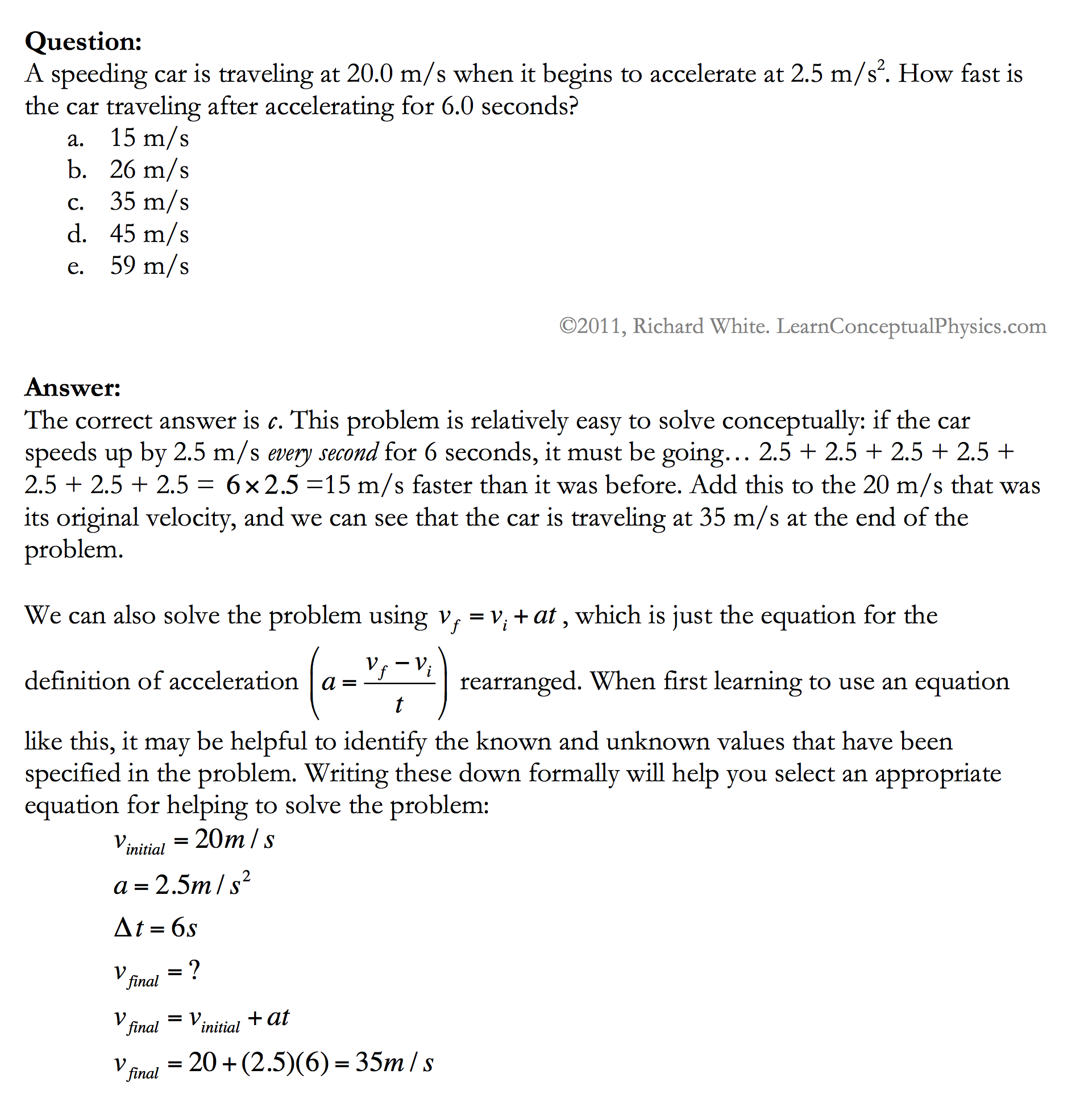 Learn Conceptual Physics - Problem Of The Day